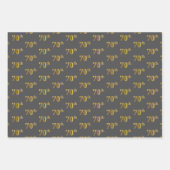 Fancy Groen, Grijs, Paarse, Faux Gold 70ste Evenem Inpakpapier Vel (Voorkant 2)