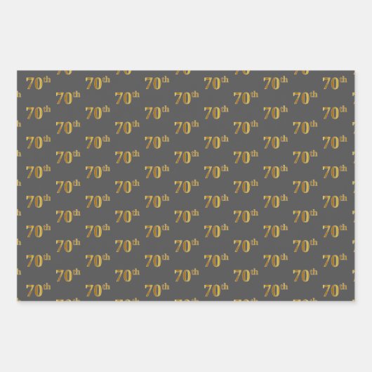 Fancy Groen, Grijs, Paarse, Faux Gold 70ste Evenem Inpakpapier Vel (Voorkant 2)
