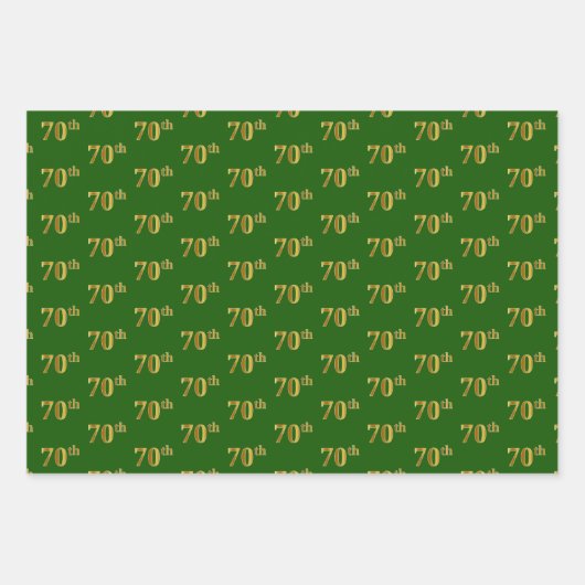 Fancy Groen, Grijs, Paarse, Faux Gold 70ste Evenem Inpakpapier Vel (Voorkant)