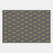 Fancy Groen, Grijs, Paarse, Faux Gold 79e Evenemen Inpakpapier Vel (Voorkant 2)