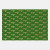 Fancy Groen, Grijs, Paarse, Faux Gold 79e Evenemen Inpakpapier Vel (Voorkant)