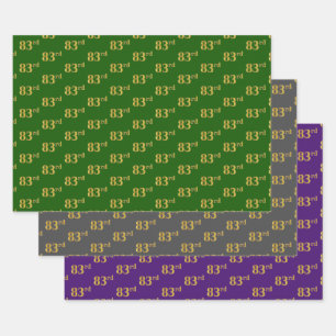 Fancy Groen, Grijs, Paarse, Faux Gold 83e Event # Inpakpapier Vel
