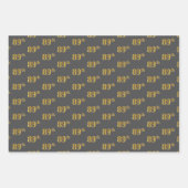 Fancy Groen, Grijs, Paarse, Faux Gold 89e Evenemen Inpakpapier Vel (Voorkant 2)