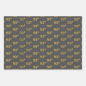 Fancy Groen, Grijs, Paarse, Faux Gold 90ste Evenem Inpakpapier Vel (Voorkant 2)