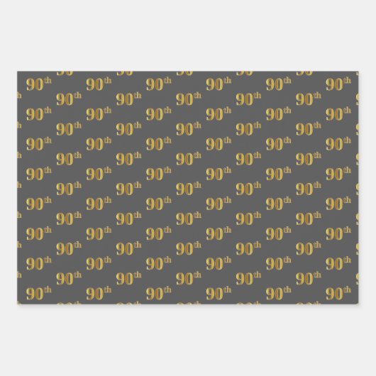 Fancy Groen, Grijs, Paarse, Faux Gold 90ste Evenem Inpakpapier Vel (Voorkant 2)