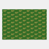 Fancy Groen, Grijs, Paarse, Faux Gold 90ste Evenem Inpakpapier Vel (Voorkant)