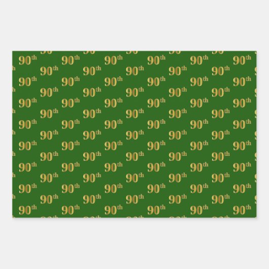 Fancy Groen, Grijs, Paarse, Faux Gold 90ste Evenem Inpakpapier Vel (Voorkant)