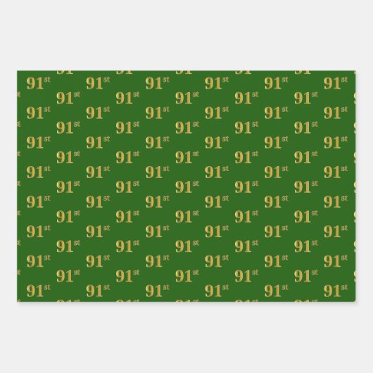 Fancy Groen, Grijs, Paarse, Faux Gold 91e Event # Inpakpapier Vel (Voorkant)