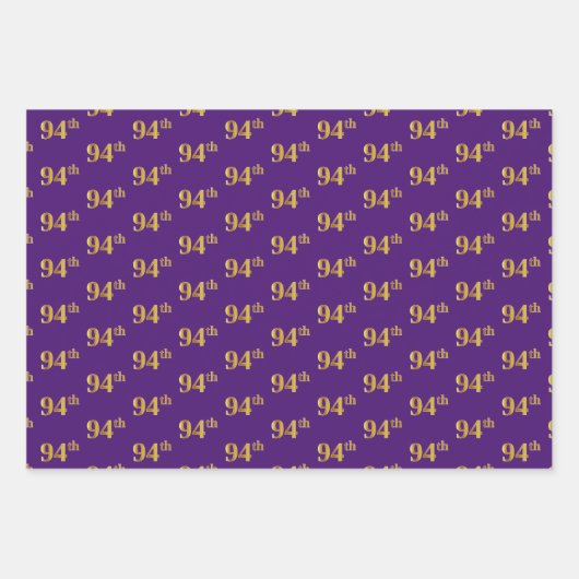 Fancy Groen, Grijs, Paarse, Faux Gold 94e Evenemen Inpakpapier Vel (Voorkant 3)