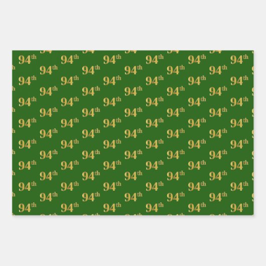 Fancy Groen, Grijs, Paarse, Faux Gold 94e Evenemen Inpakpapier Vel (Voorkant)