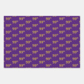 Fancy Groen, Grijs, Paarse, Faux Gold 99e Evenemen Inpakpapier Vel (Voorkant 3)