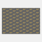 Fancy Groen, Grijs, Paarse, Faux Gold 99e Evenemen Inpakpapier Vel (Voorkant 2)
