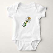 Fancy groene Cartoon Champagne Bottle Popping Cork Romper (Voorkant)