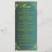 Fancy Groene en Gouden Bloemen Wedding Menu Kaart (Voorkant)