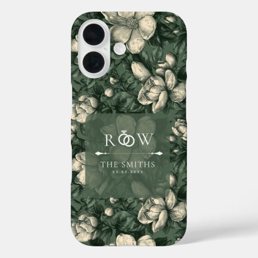 Fancy Groene Gardenia's Accent Bloemige Bruiloft Case-Mate iPhone Case (Achterkant)