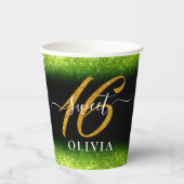 Fancy groene Glitter Sweet 16 Zestien Papierbeker Papieren Bekers (Voorkant)