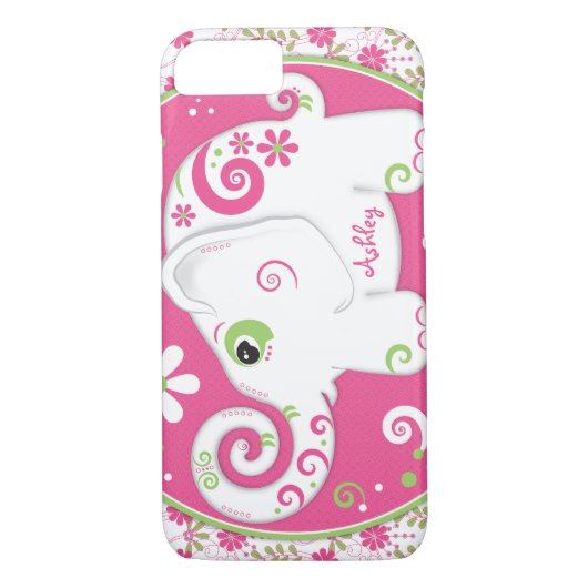 Fancy groene roze olifant Bloemen Case-Mate iPhone Case (Achterkant)