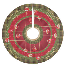 Fancy groene speldenversiering en rode kerstversie kerstboom rok