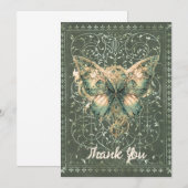 Fancy Groene Steampunk Vlinder Bedankkaart (Voorkant / Achterkant)