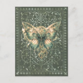 Fancy Groene Steampunk Vlinder Briefkaart (Voorkant)
