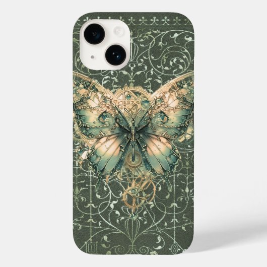 Fancy Groene Steampunk Vlinder Case-Mate iPhone Case (Achterkant)