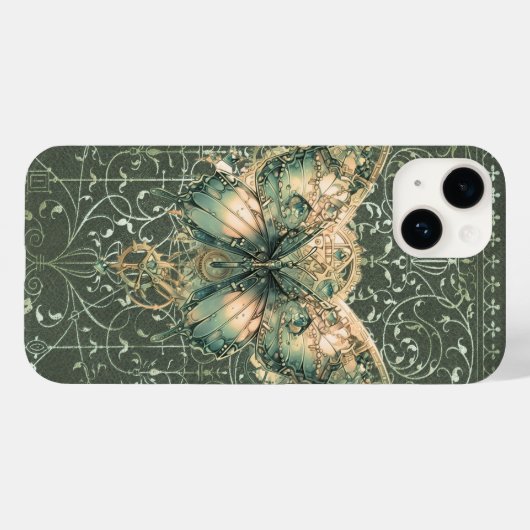 Fancy Groene Steampunk Vlinder Case-Mate iPhone Case (Achterkant (horizontaal))