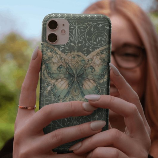 Fancy Groene Steampunk Vlinder Case-Mate iPhone Case
