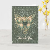 Fancy Groene Steampunk Vlinder Gevouwen Kaart (Gele Bloem)