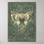 Fancy Groene Steampunk Vlinder Poster (Voorkant)