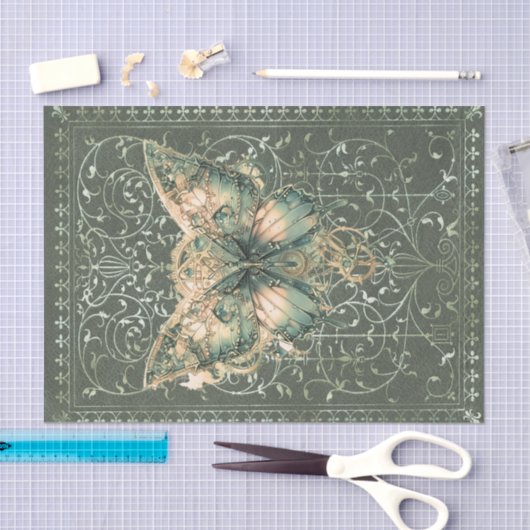 Fancy Groene Steampunk Vlinder Tissuepapier (Craft)