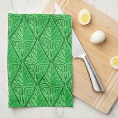 Fancy groene tropische bladeren theedoek (Quarter Fold)