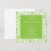 Fancy Grote Openingsuitnodiging Floral (groen) Kaart (Voorkant / Achterkant)