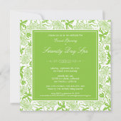 Fancy Grote Openingsuitnodiging Floral (groen) Kaart (Voorkant)