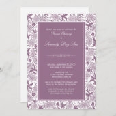 Fancy Grote Openingsuitnodiging Floral (lavender) Kaart (Voorkant / Achterkant)