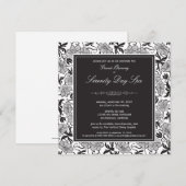 Fancy Grote Openingsuitnodiging Floral (zwart) Kaart (Voorkant / Achterkant)