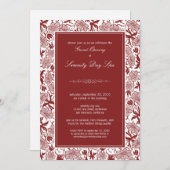 Fancy Grote Openingsuitnodiging van Floral (maroon Kaart (Voorkant / Achterkant)