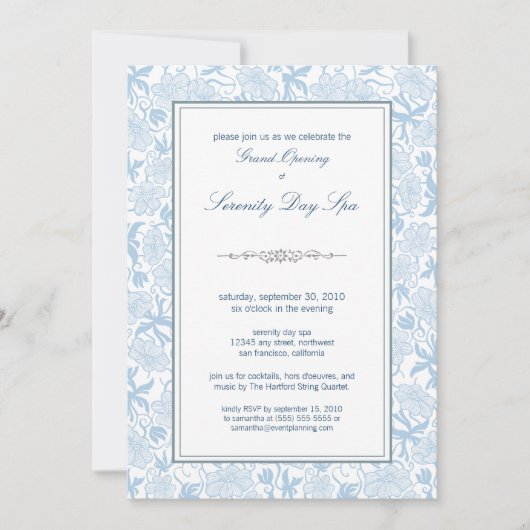 Fancy Grote Openingsuitnodiging van Floral (sky) Kaart (Voorkant)