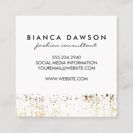 Fancy Grunge van het Manuscript van Monogram Gold Vierkante Visitekaartje (Achterkant)