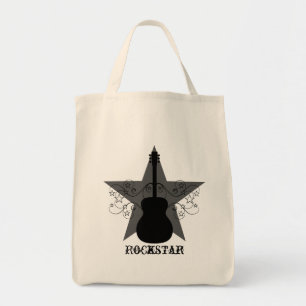 Fancy Guitar Star Swirls Bag, zwart Tote Bag