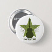 Fancy Guitar Star Swirls Button, groen Ronde Button 5,7 Cm (Voorkant /achterkant)