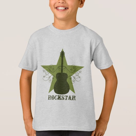 Fancy Guitar Star Swirls Kind T-shirt, groen T-shirt (Voorkant)