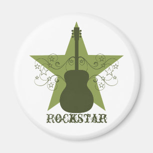 Fancy Guitar Star Swirls Magnet, Green Magneet