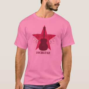 Fancy Guitar Star Swirls Man T-shirt, roze T-shirt