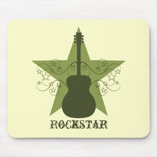 Fancy Guitar Star Swirls Mousepad, groen Muismat (Voorkant)