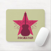 Fancy Guitar Star Swirls Mousepad, Magenta Muismat (Met muis)