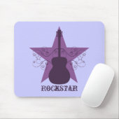 Fancy Guitar Star Swirls Mousepad, Paars Muismat (Met muis)