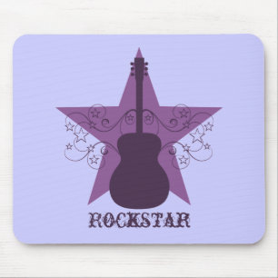 Fancy Guitar Star Swirls Mousepad, Paars Muismat