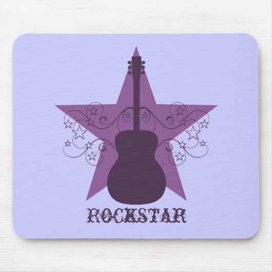 Fancy Guitar Star Swirls Mousepad, Paars Muismat (Voorkant)