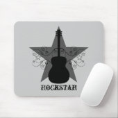 Fancy Guitar Star Swirls Mousepad, zwart Muismat (Met muis)