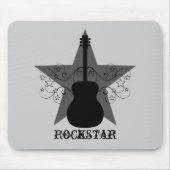 Fancy Guitar Star Swirls Mousepad, zwart Muismat (Voorkant)